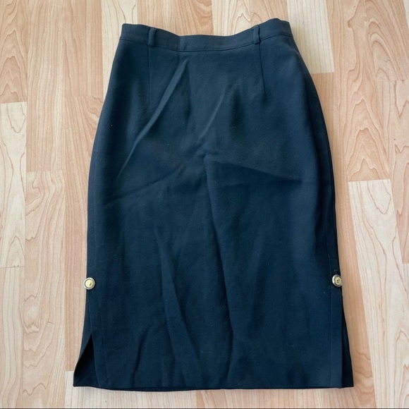 VERSUS Gianni Versace-Vintage 90s, Gold Stud Black High-Rise Skirt24/38 (0175